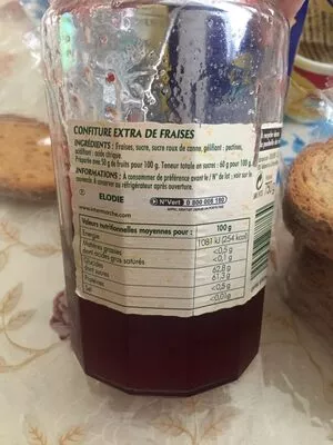 Lista de ingredientes del producto Confiture de fraises Élodie 750 gr