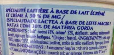 Lista de ingredientes del producto Printiligne 7% Paturages 