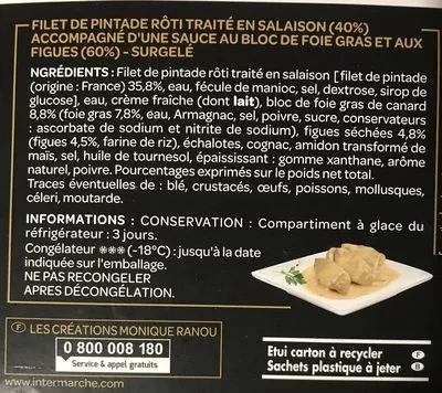 Lista de ingredientes del producto Pintade rotie Monique RANOU 