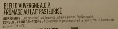 Lista de ingredientes del producto Bleu d'Auvergne au lait pasteurisé Netto 