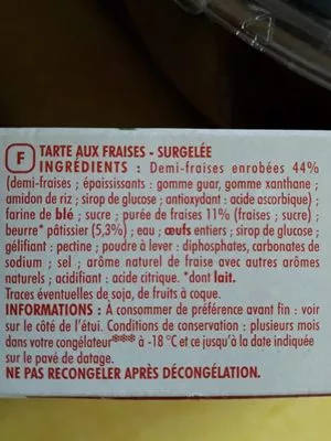 Lista de ingredientes del producto Tarte aux fraises Adelie 490g