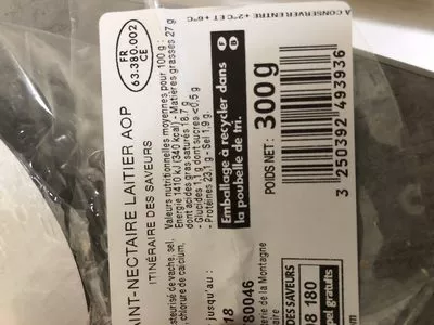 Lista de ingredientes del producto Saint-Nectaire Laitier AOP Itinéraire Des Saveurs Intermarché, Itinéraire des Saveurs 300 g