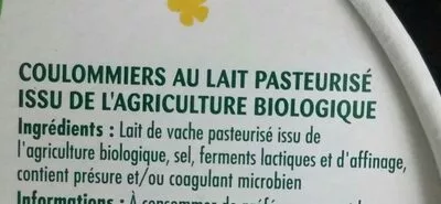 Lista de ingredientes del producto Coulommiers Paturages 