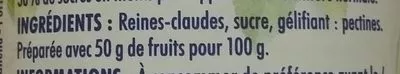 Lista de ingredientes del producto Confiture Allégée - Reine-claude Paquito (Intermarché) 