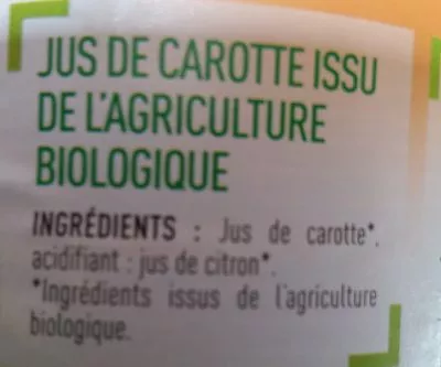 Lista de ingredientes del producto Jus de  carotte Netto 750 ml