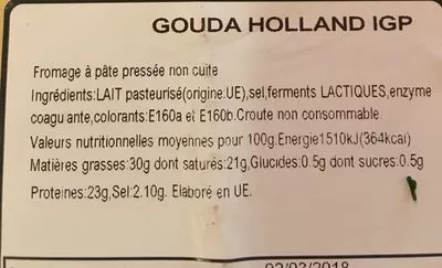 Lista de ingredientes del producto Gouda holland igp Gouda Holland 