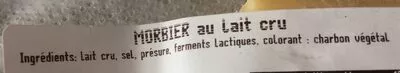 Lista de ingredientes del producto Morbier Les Monts De Joux 