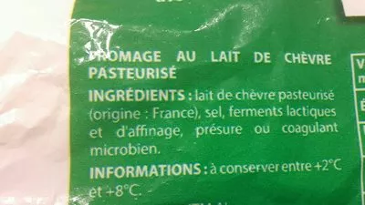 Lista de ingredientes del producto Bûche de chèvre Paturages 400g