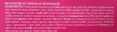 Lista de ingredientes del producto Religieuses au chocolat  