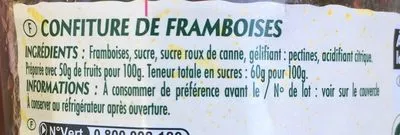 Lista de ingredientes del producto Confiture de framboises Elodie Elodie 