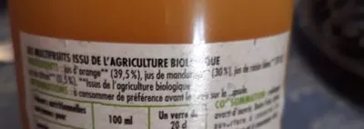 Lista de ingredientes del producto 100 % pur jus d'orange mandarine Paquito 1 L