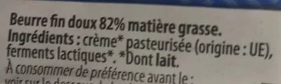 Lista de ingredientes del producto Beurre moulé Domaine de la Claie, Laiterie Saint-Père 500 g