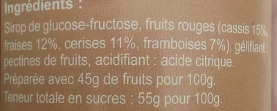 Lista de ingredientes del producto Confiture extra 4 fruits rouges Delvert 450 g