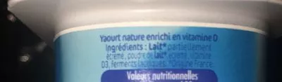 Lista de ingredientes del producto Yaourt Nature Lactel 