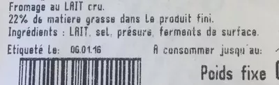 Lista de ingredientes del producto Petit Camembert Normand Leader Price 0,150kg