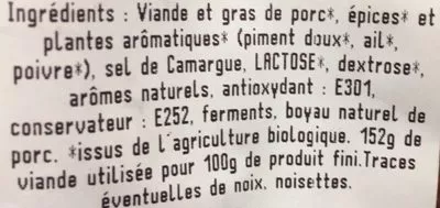 Lista de ingredientes del producto Chorizo superieur L’angevin 200 g