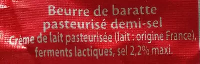 Lista de ingredientes del producto Beurre de Baratte Le Gall 150 g