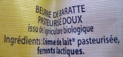 Lista de ingredientes del producto Beurre de baratte biologique doux Le Gall 250 g