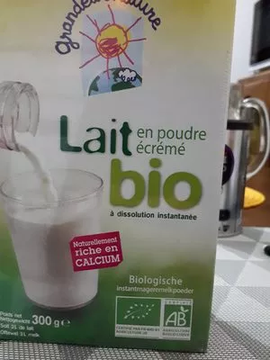 Lista de ingredientes del producto Lait en poudre écrémé bio Grandeur nature 300g