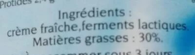 Lista de ingredientes del producto Crème fraîche fleurette Le Gall 1L