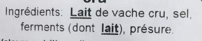 Lista de ingredientes del producto Camembert au lait cru (23% MG) E. Graindorge 250 g