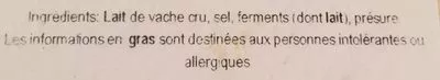 Lista de ingredientes del producto Camembert de Normandie Fromagerie E. Graindorge, Graindorge 250 g