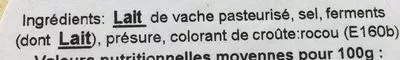 Lista de ingredientes del producto Petit Livarot AOP Graindorge Graindorge 