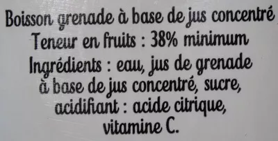 Lista de ingredientes del producto Superfruits Grenade Fruité 1 L