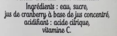 Lista de ingredientes del producto Superfruits Cranberry Fruité 1 l