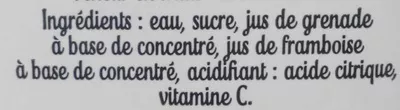 Lista de ingredientes del producto Superfruits Grenade Framboise Fruité 1 l