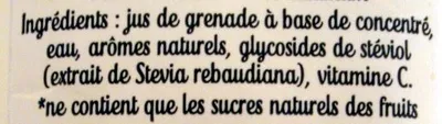 Lista de ingredientes del producto Superfruits Grenade sans sucres ajoutés Fruité 1 L