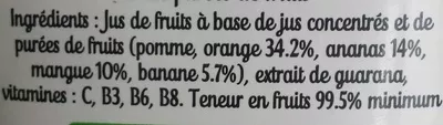 Lista de ingredientes del producto Maxi Énergie+ Tropical Fruité 1,5 l