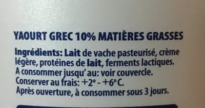 Lista de ingredientes del producto Yaourt grec Lynos 