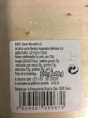 Lista de ingredientes del producto Saint marcellin Fromagerie De St Just De Claix 160g (2*80g)