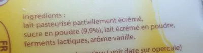 Lista de ingredientes del producto Yaourts arome vanille AREILLADOU AREILLADOU 4x125 g.