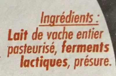 Lista de ingredientes del producto Fromages frais de vache Areilladou 2 x 125g