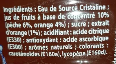 Lista de ingredientes del producto Pêche Cristaline 1,5 l