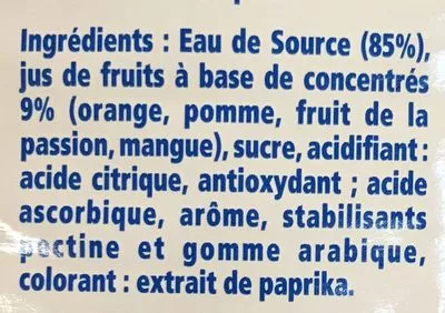 Lista de ingredientes del producto Exotique à l'eau de source Roc 2 l