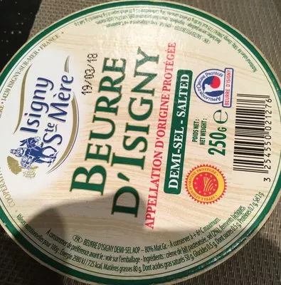 Lista de ingredientes del producto Beurre Demi-sel Bourriche Aoc Isigny Sainte Mère 