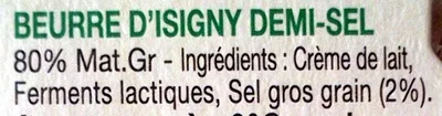 Lista de ingredientes del producto Beurre d'Isigny demi sel Isigny Ste Mère, Isigny Sainte Mère 250 g