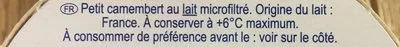 Lista de ingredientes del producto Petit Camembert Au Lait De Fermes Sélectionnées 22 Isigny Ste Mère 150g