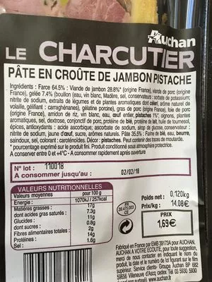 Lista de ingredientes del producto Pate en croute Le Charcutier 