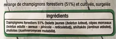 Lista de ingredientes del producto Auchan Mélange De Champignons Forestiers 450g Auchan 450 g