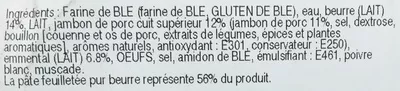 Lista de ingredientes del producto Tresse Jambon Emmental Auchan, Le traiteur Auchan 240 g