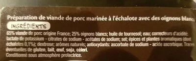 Lista de ingredientes del producto Poêlée de porc échalotes & oignons Mmm, Auchan 400 g