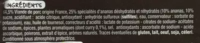 Lista de ingredientes del producto Poêlée de porc curry ananas Auchan 