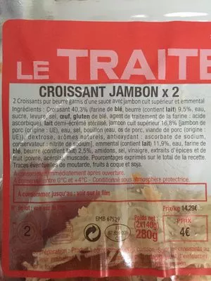 Lista de ingredientes del producto Croissant jambon Auchan 