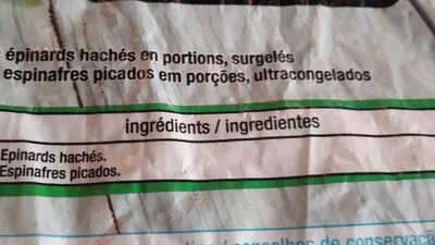 Lista de ingredientes del producto Épinards Hachés  