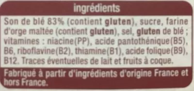 Lista de ingredientes del producto Bran Sticks Auchan 500 g