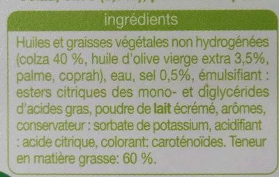 Lista de ingredientes del producto Colza-Olive Auchan 500 g